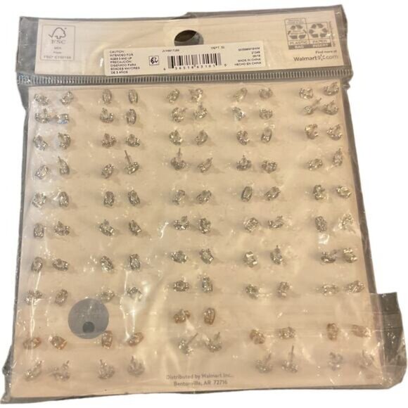 Walmart Wonder Nation 50 Pairs Hypo-Allergenic Stud Pierced Earrings - Picture 2 of 2